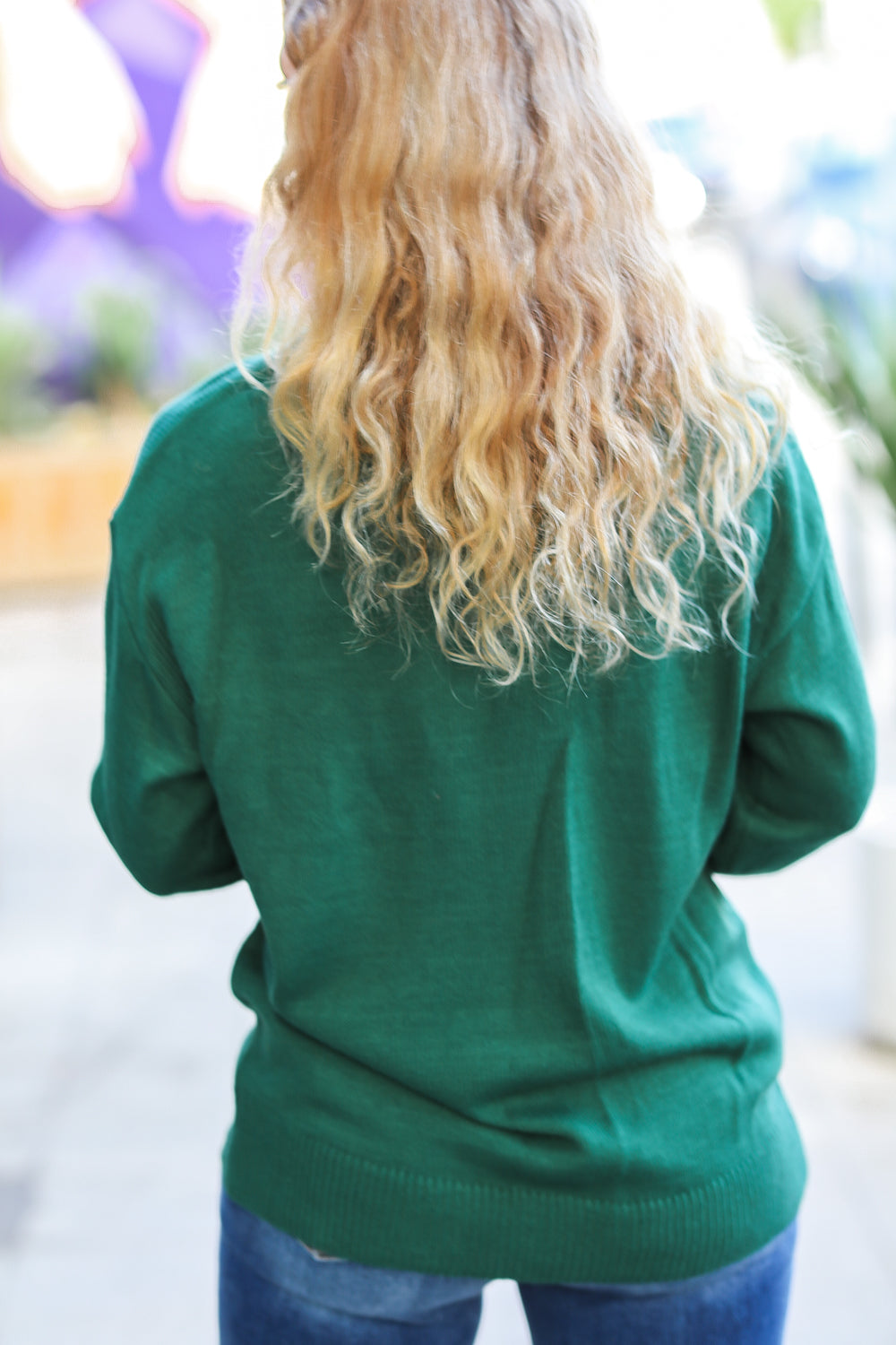 Be Merry Hunter Green Pop Up Sweater